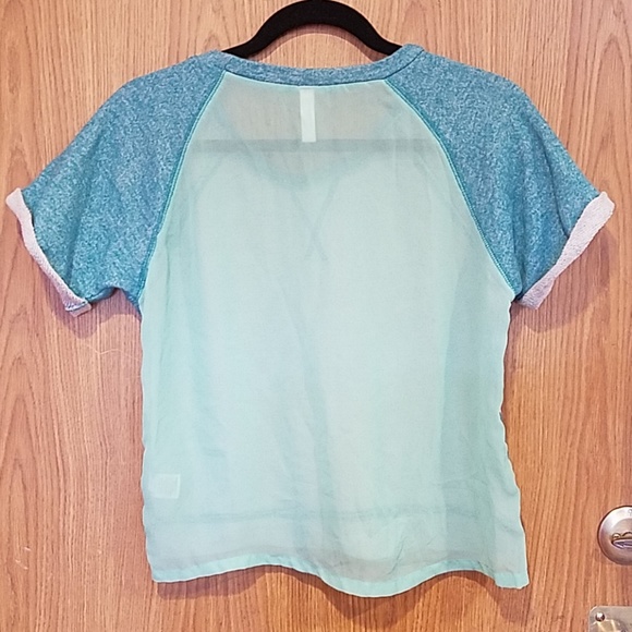 Xhilaration short sleeve sweater teal with hearts - Picture 2 of 2